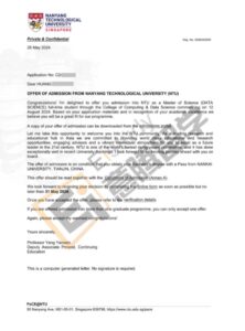 公立大学-NTU_Offer Letter
