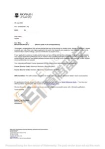 海外大学-Offer-Monash-Peiran Xu