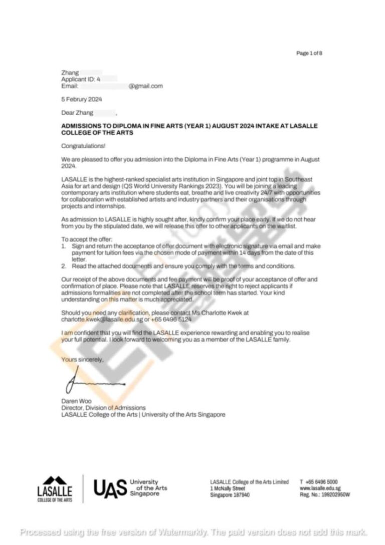 私立大学-艺术留学Offer -Lasalle-04