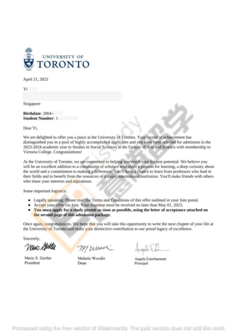 海外大学-OFFER-Toronto-ZY